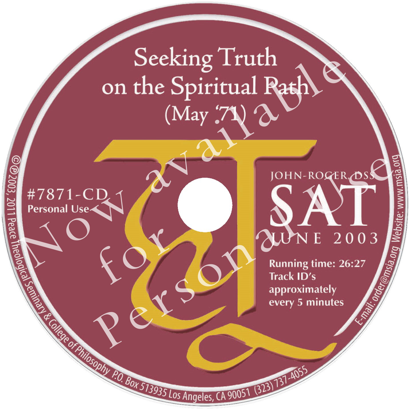 Seeking the Truth on the Spiritual Path (May '71)